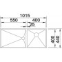 Кухонная мойка BLANCO ZEROX 400/550-Т-U (чаша справа) нерж. сталь зеркальная полировка без клапана авт 521606