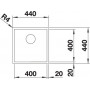 Кухонная мойка BLANCO ZEROX 400-U нерж.сталь Durinox с отв. арм. InFino без клапана авт 521558